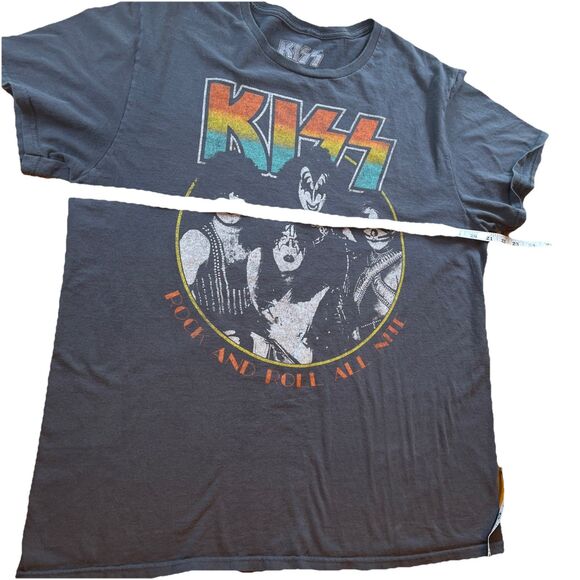 KISS Rock And Roll All Night Party Everyday Gray Large Cotton Band Concert Shirt - Picture 4 of 9